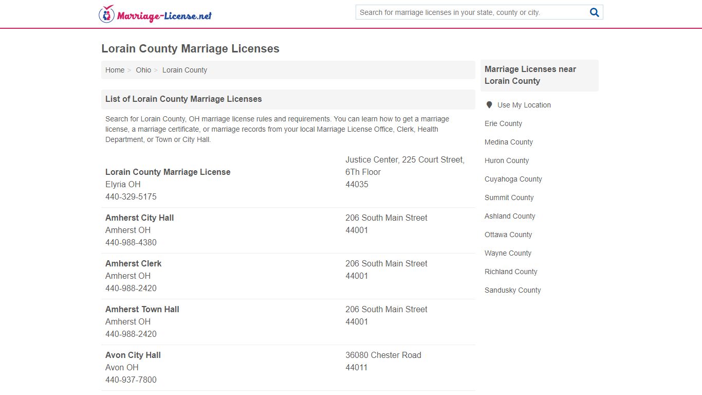 Lorain County Marriage Licenses